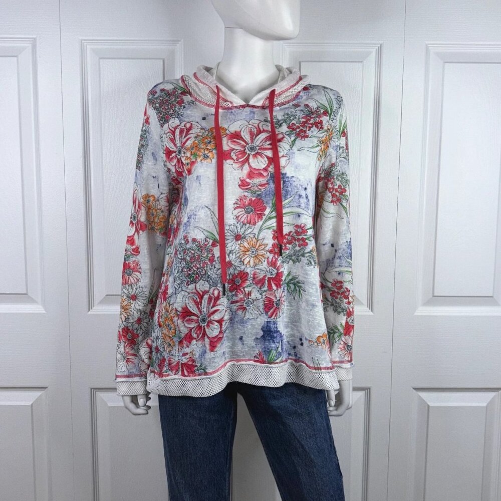 COCO Y CLUB women's floral hoodie large